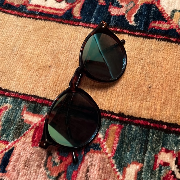 Tortoise Brown Green Reflective Lens Round Sunglasses - Picture 14 of 17